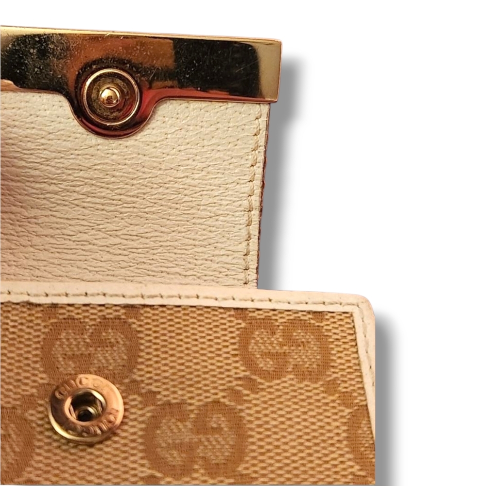 Gucci Signature GG Monogram Sherry Line Cream Red Pink Webbing 6 Key Card Holder - Picture 14 of 14
